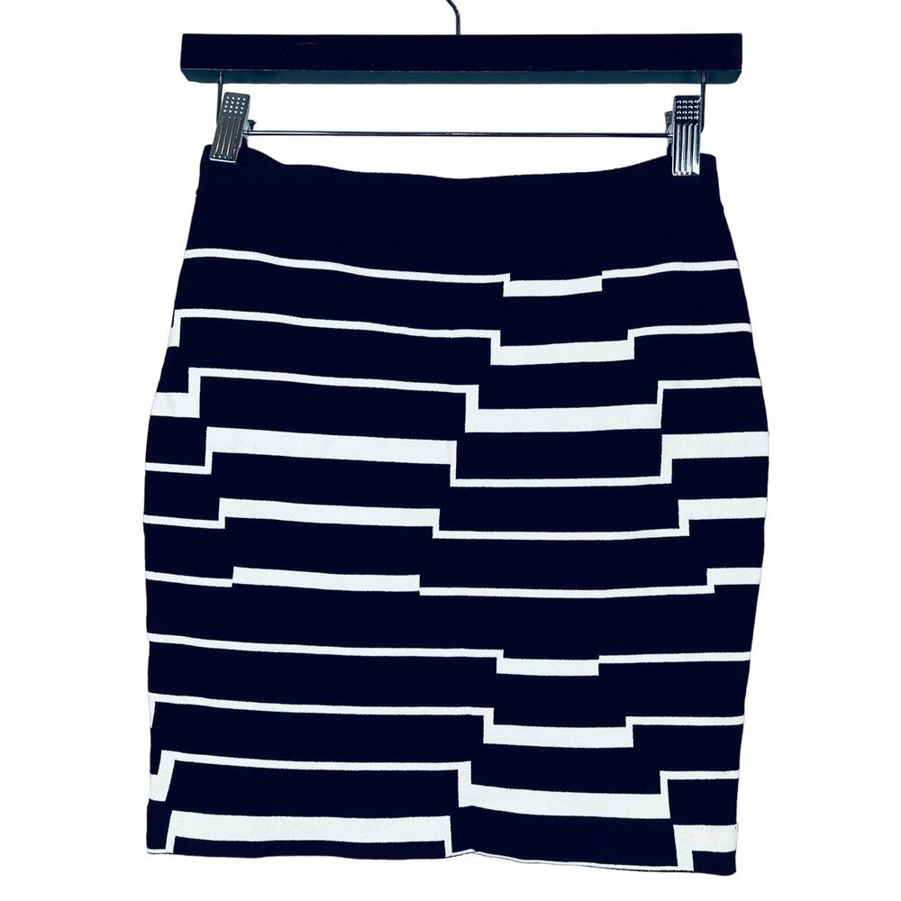 Band of Outsiders Elastic Mini Skirt Mod Print Black White - 0
